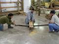 Camp Barn Restoration / Cannon Salvage workers cleaning, applying borate, and waxing the frame. Camp Barn Restoration / Cannon Salvage workers cleaning, applying borate, and waxing the frame.